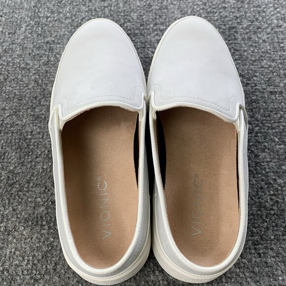 Vionic Shoes Women 5 Effortless Slip On Mules Gray White Leather Comfort Low Top - Picture 8 of 11